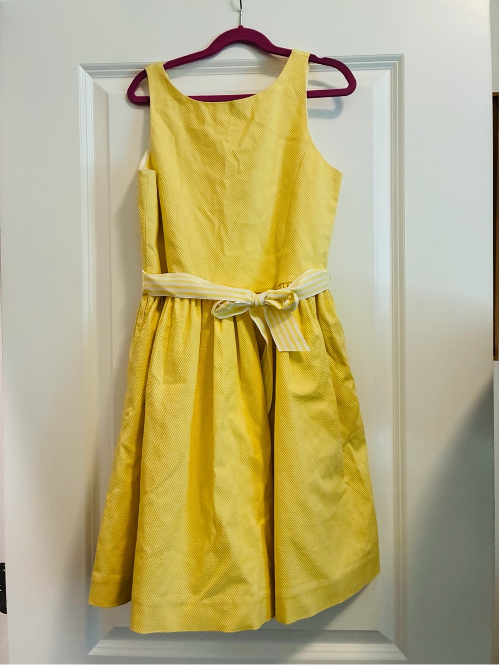 Polo by Ralph Lauren Yellow Sleeveless Party Dress with Striped Bow